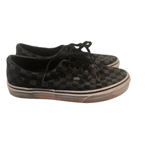 Gray And Black Checkered Classic Vans Shoes